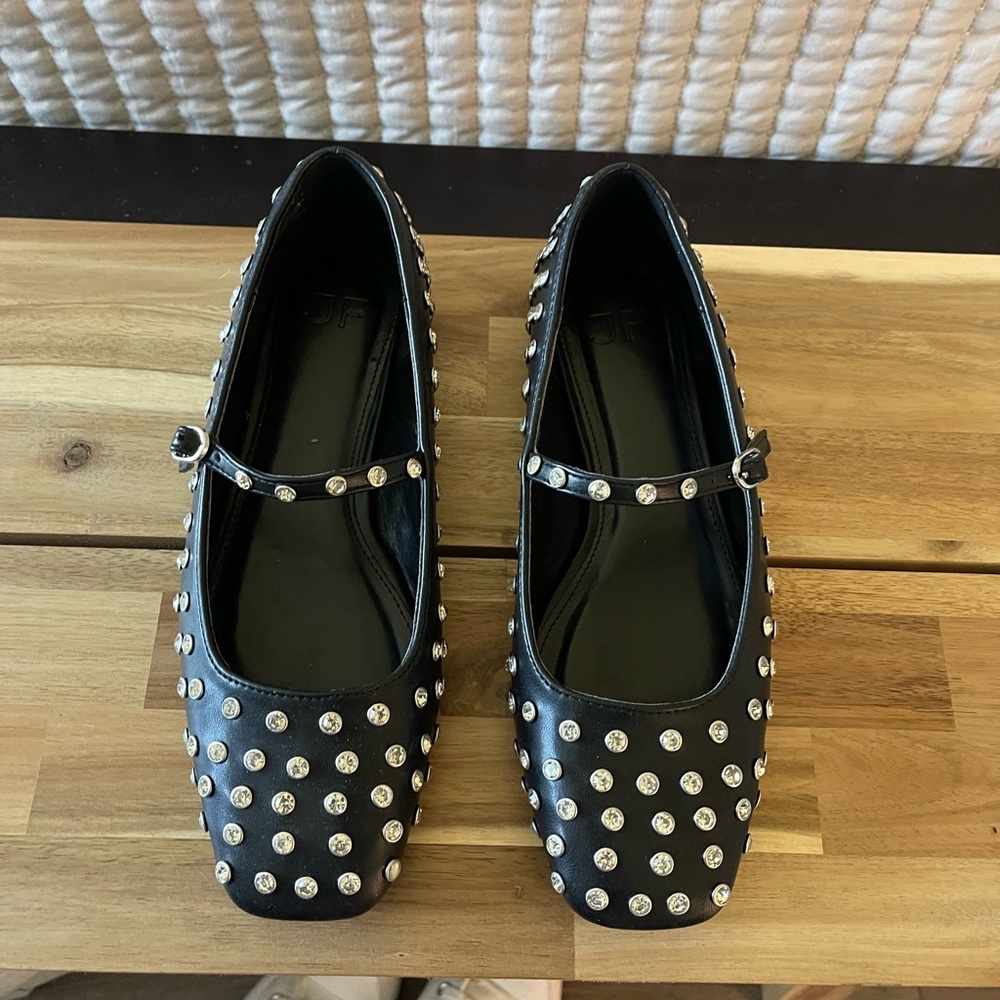 Studded Black Mary Jane Flats